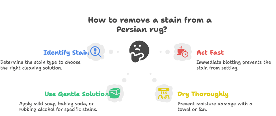 Caption: A simple guide to keeping your Persian style rug spotless, credited to Afra Rugs.