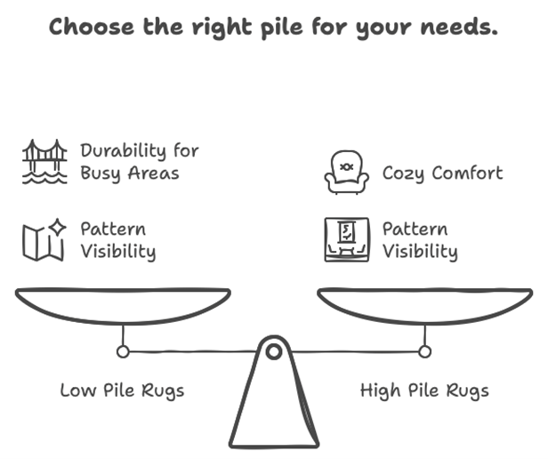 Infographic: Low Pile vs High Pile in Persian Style Rugs by Afra Rugs
