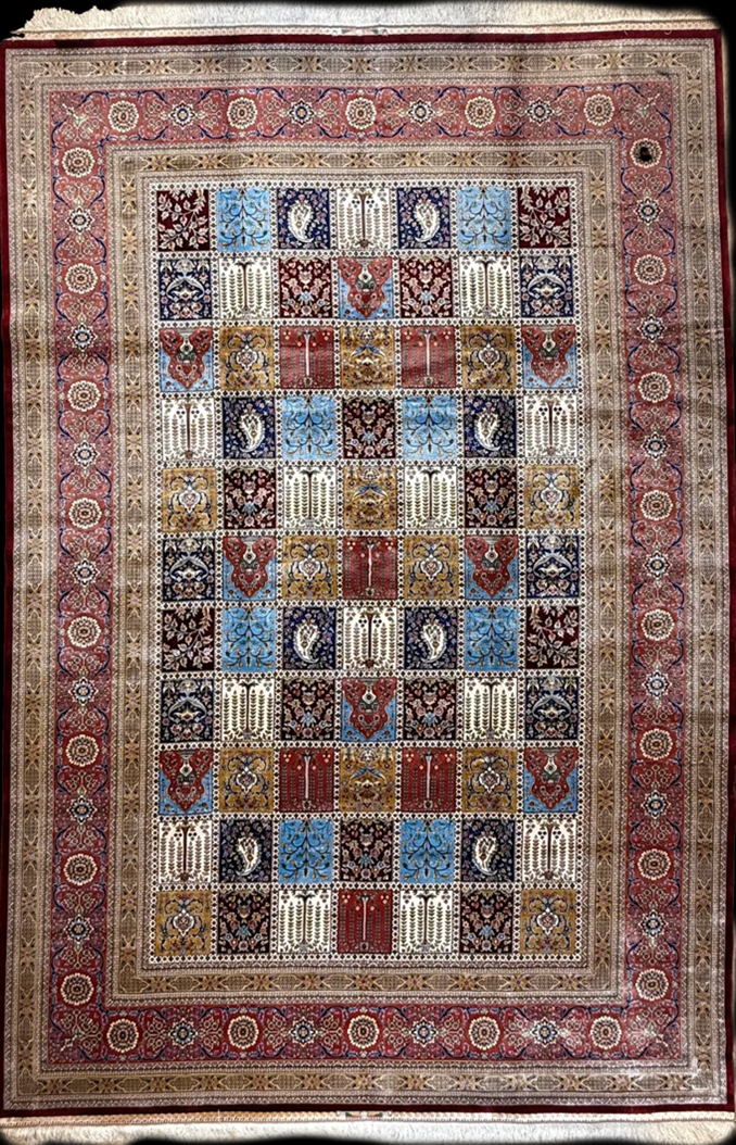 The Functional Benefits of Persian Style Rugs A red Persian rug with tile patterns from Afra Rugs, showcasing intricate designs.