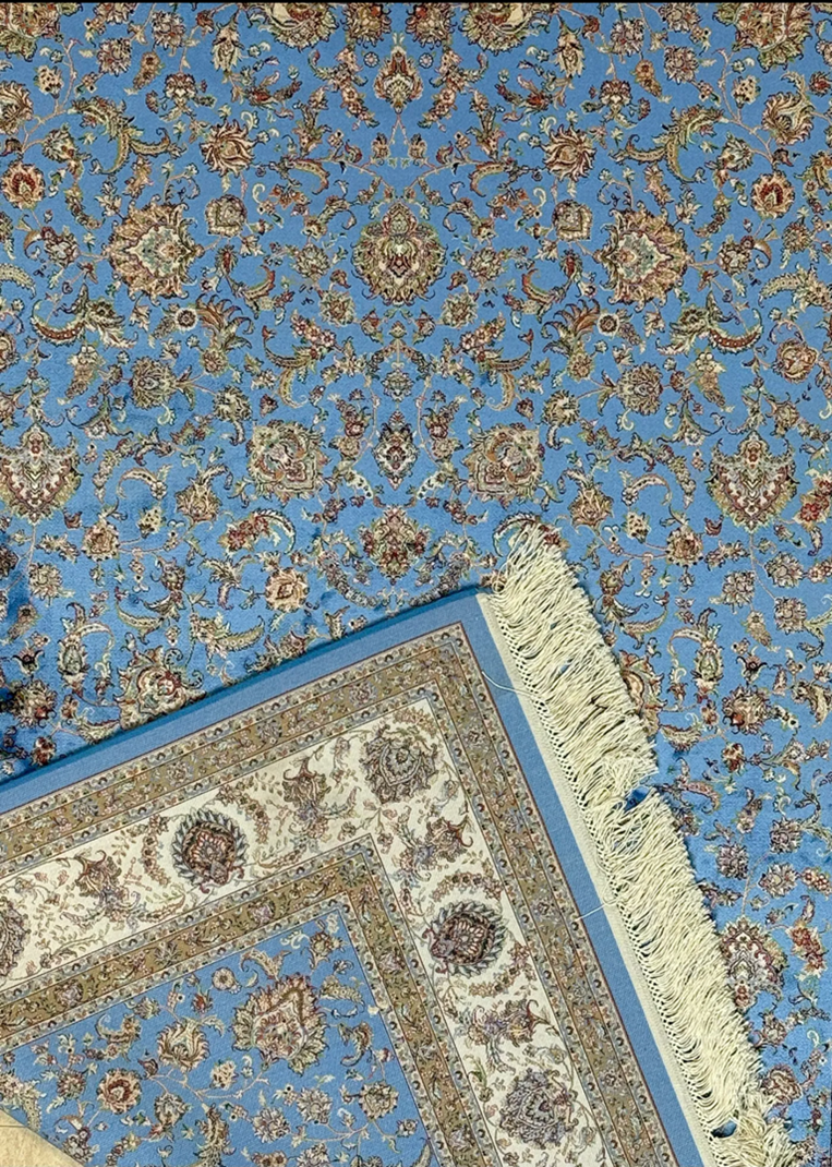 Blue and Beige Persian Rug Afshan Pattern from Afra Rugs