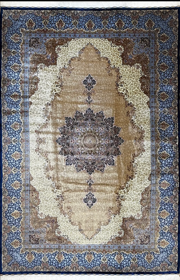 Blue and Taupe Persian Rug Heaven Pattern from Afra Rugs