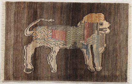 Brown and Beige Handmade Gabbeh Wool Persian Rug 3x4, Artistic Accent Rug for Home Decor