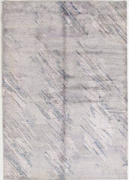 Handmade Beige and Gray Persian Style Rug 5x8