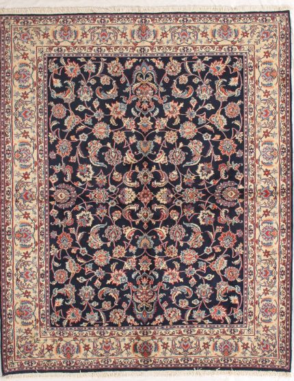Handmade Black and Beige Wool Persian Design Rug Afshan Design 6 × 8