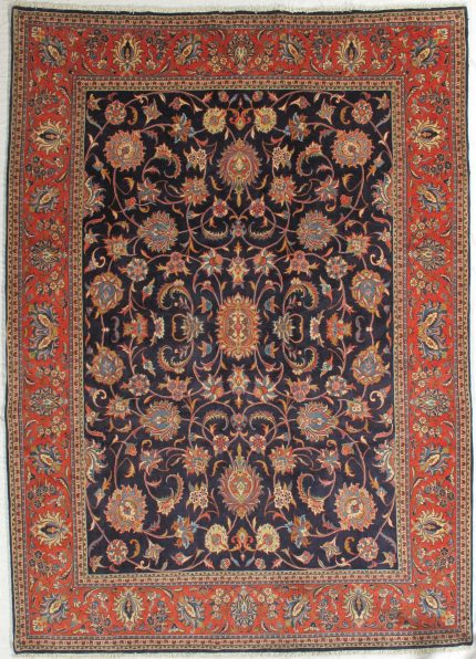 Handmade Black and Orange Persian Style Rug Afshan Pattern 8 x 11