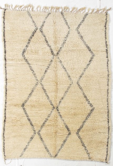 Handmade Gabbeh Beige and Black Persian Style Rug Diamond Lattice Design 6 x 8