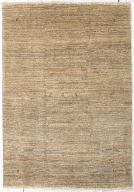 Handmade Gabbeh Beige and Taupe Persian Style Rug Minimalist Gabbeh Design 6 x 8