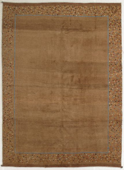 Handmade Gabbeh Brown Persian Style Rug Dotted Border Design 8 x 10