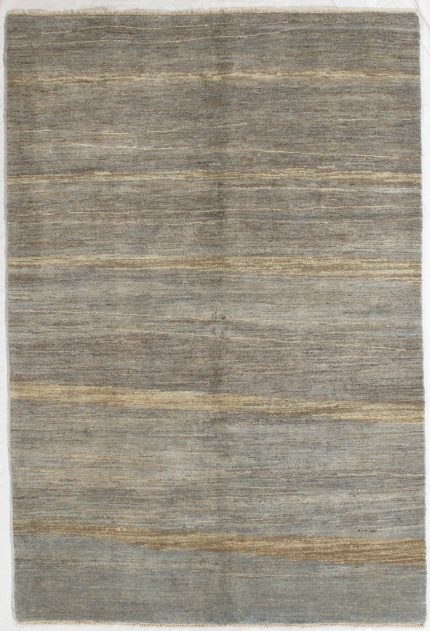 Handmade Gabbeh Gray and Beige Persian Style Rug Modern Striped Design 6 x 8