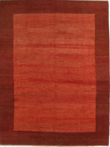 Handmade Gabbeh Red and Orange Persian Style Rug Solid Border Design 9 x 12