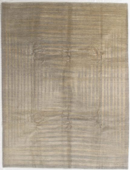 Handmade Gabbeh Taupe and Beige Pakistan Style Rug Striped Modern Gabbeh Design 8 x 10
