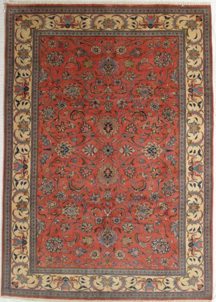 Handmade Orange and Beige Persian Style Rug Afshan Pattern 8 x 11