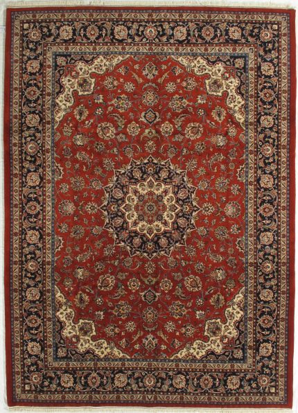 Handmade Red and Black Wool Persian Design Rug 8 × 11