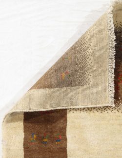 Beige and Brown Handmade Gabbeh Wool Persian Rug 3x5, Warm Accent Rug for Home Decor - Image 4