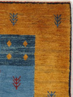 Brown and Navy Blue Handmade Gabbeh Wool Persian Rug 4x6, Colorful Accent Rug for Home Decor - Image 3