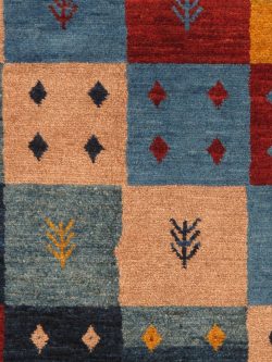 Brown and Navy Blue Handmade Gabbeh Wool Persian Rug 4x6, Colorful Accent Rug for Home Decor - Image 2