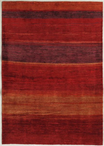 Red Brown and Orange Handmade Gabbeh Wool Persian Rug 5x8, Warm Accent Rug for Home Decor