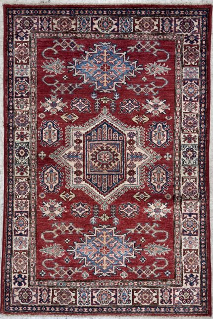 Red Handmade Wool Persian Style Rug Tribal Pattern 3x5