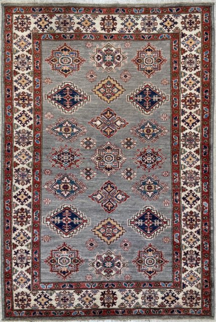 Blue and Red Handmade Wool Persian Style Rug Traditional Tribal Pattern 4x6