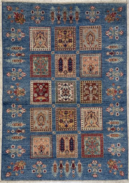 Blue Handmade Wool Persian Style Rug Tile Pattern 3x5
